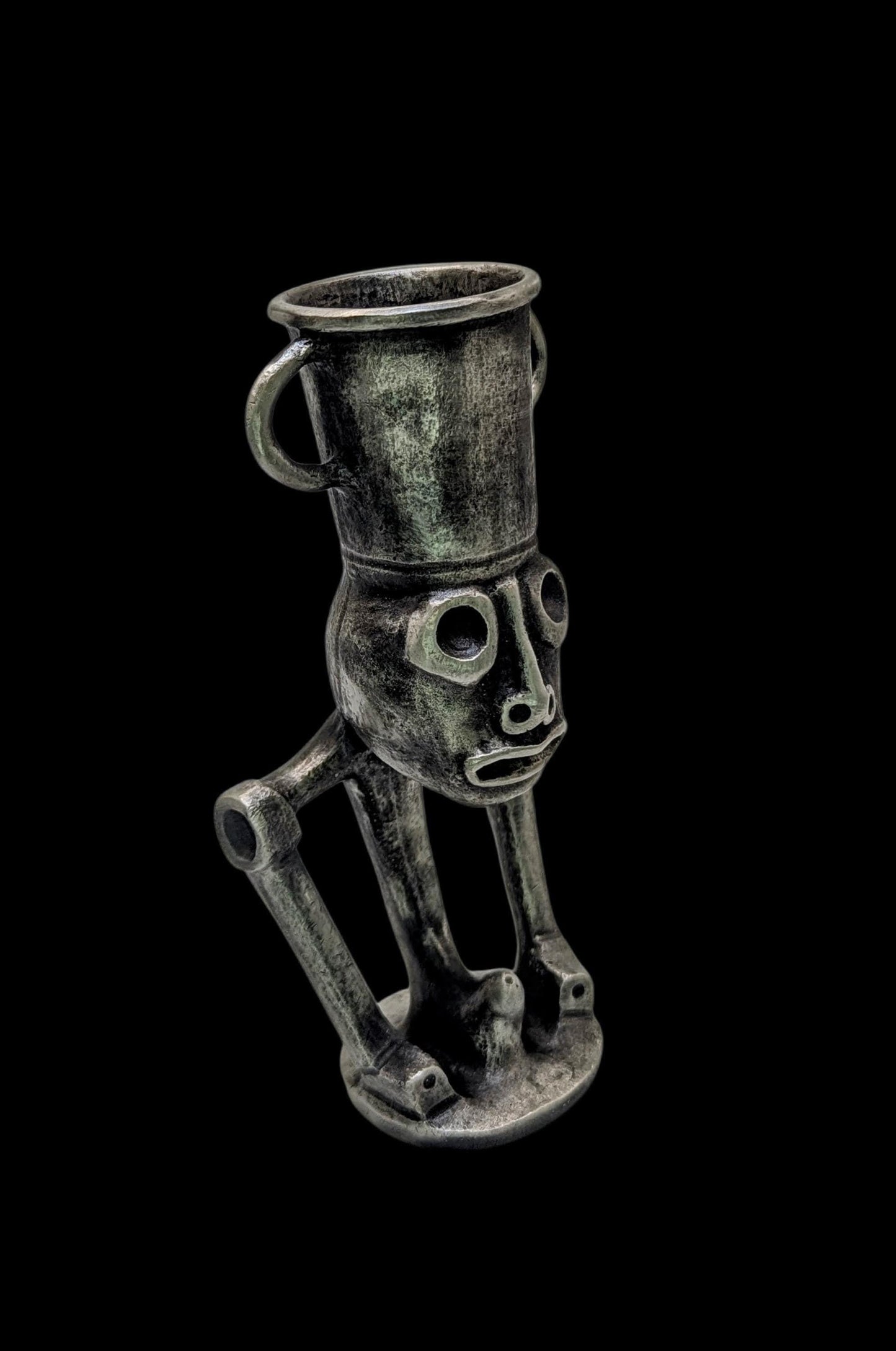 Handcrafted Taino Zemi Pewter Statue, Pen Holder, Desk Decor, Collectible