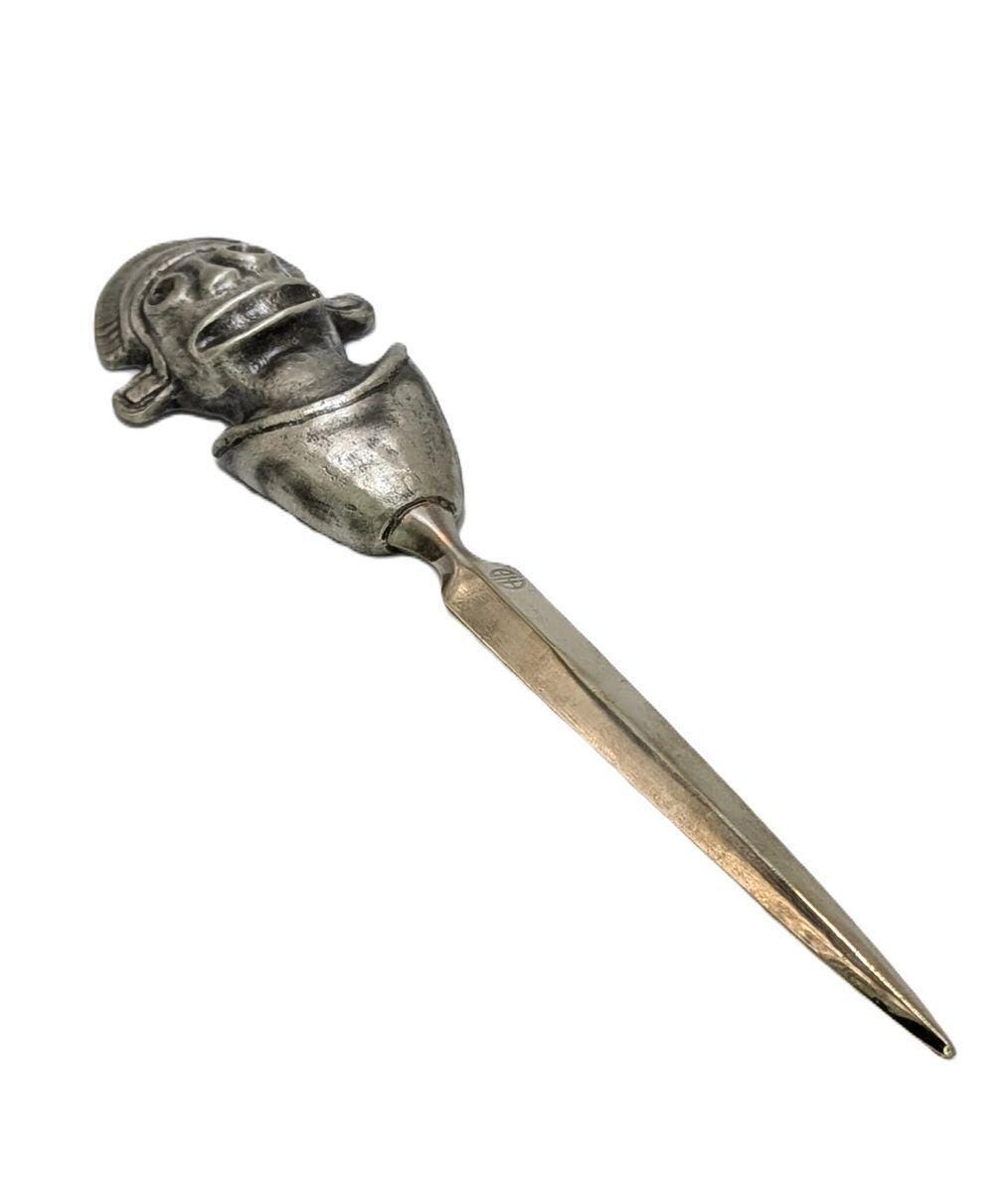 Handcrafted lead-free pewter taino ritual axe letter opener – pre-columbian art desk collectible
