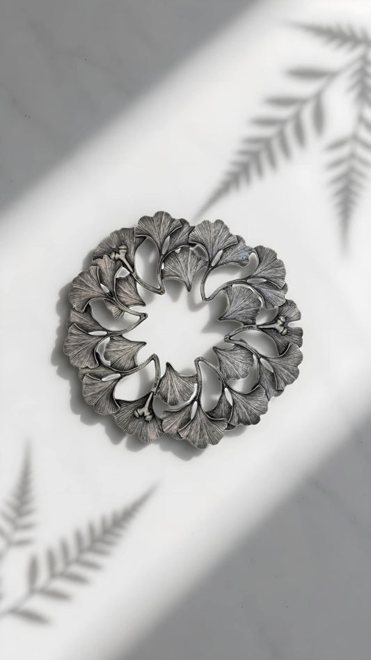 Handmade Ginkgo Pewter Trivet Kitchen Decor Inspired by Nature