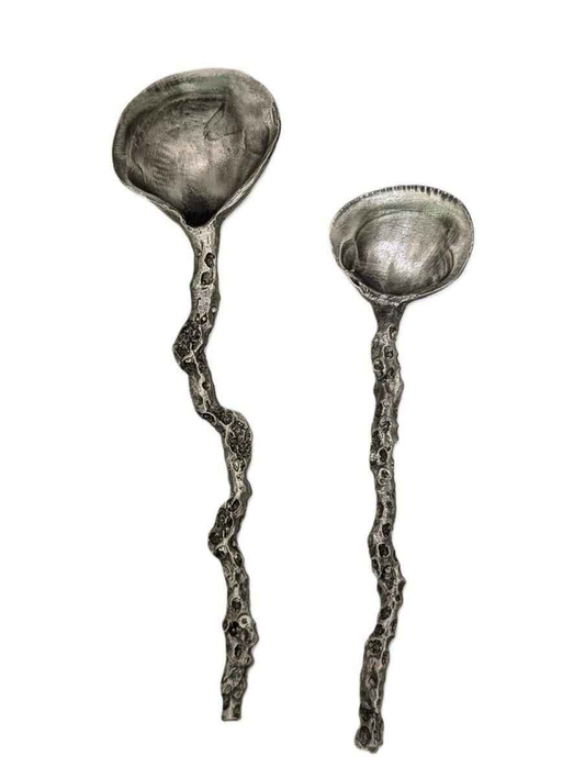 Handmade Coral/Seashell Pewter Spoons Set of 3, Nature Inspired Kitchen Decor
