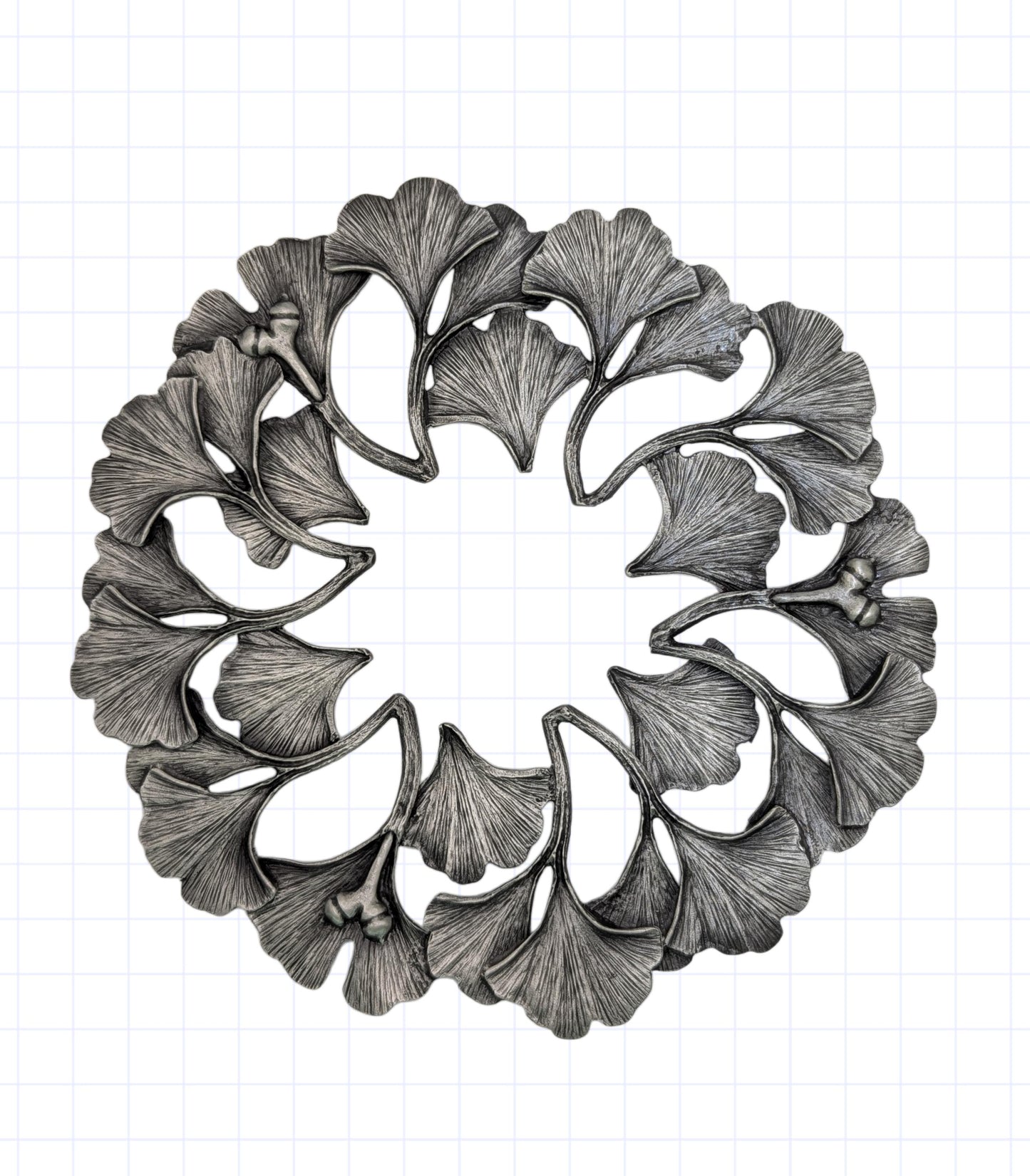 Handmade Ginkgo Pewter Trivet Kitchen Decor Inspired by Nature