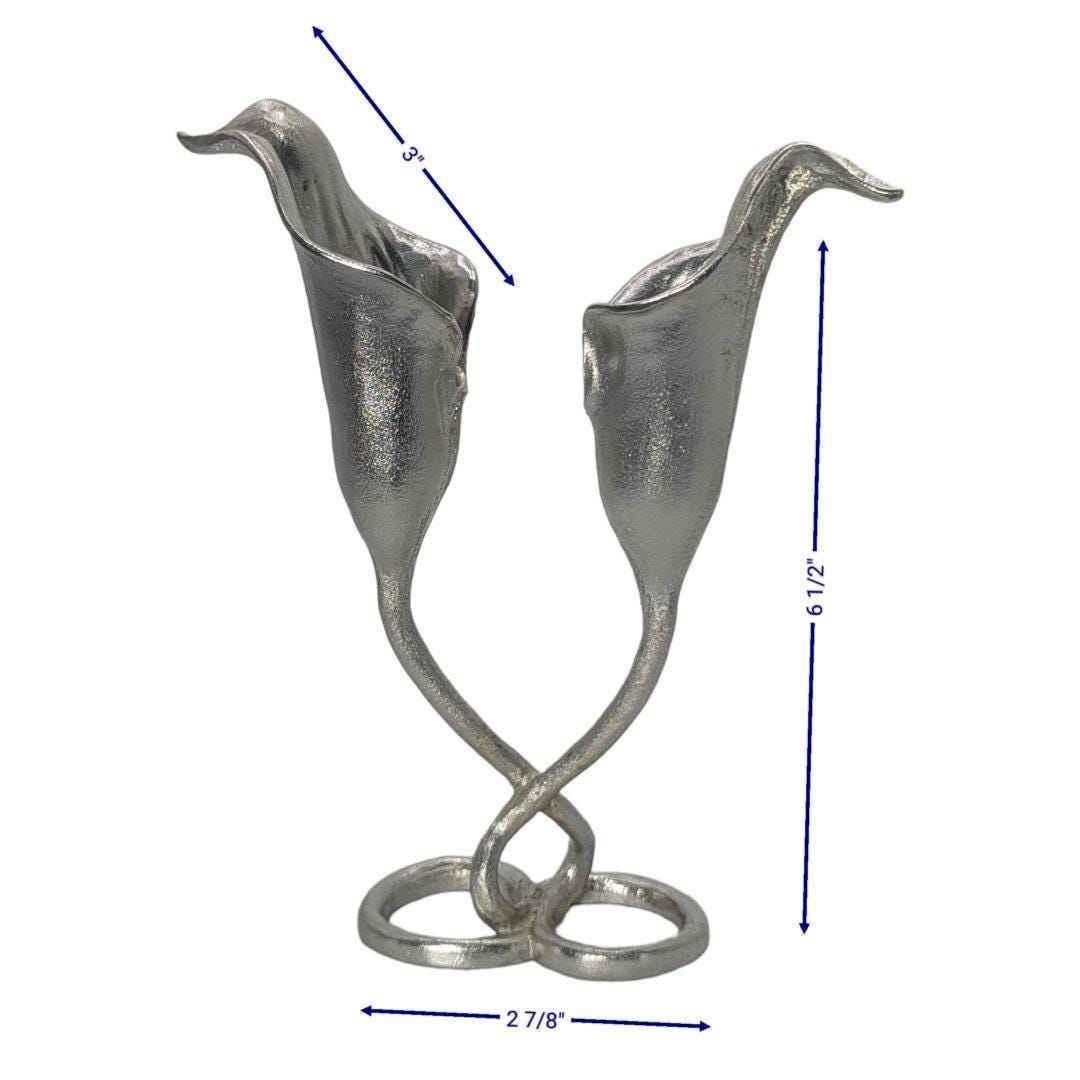 Handcrafted Lead-Free Pewter Calla Lily Taper Candle Holder, Nature-Inspired Elegance for Your Home