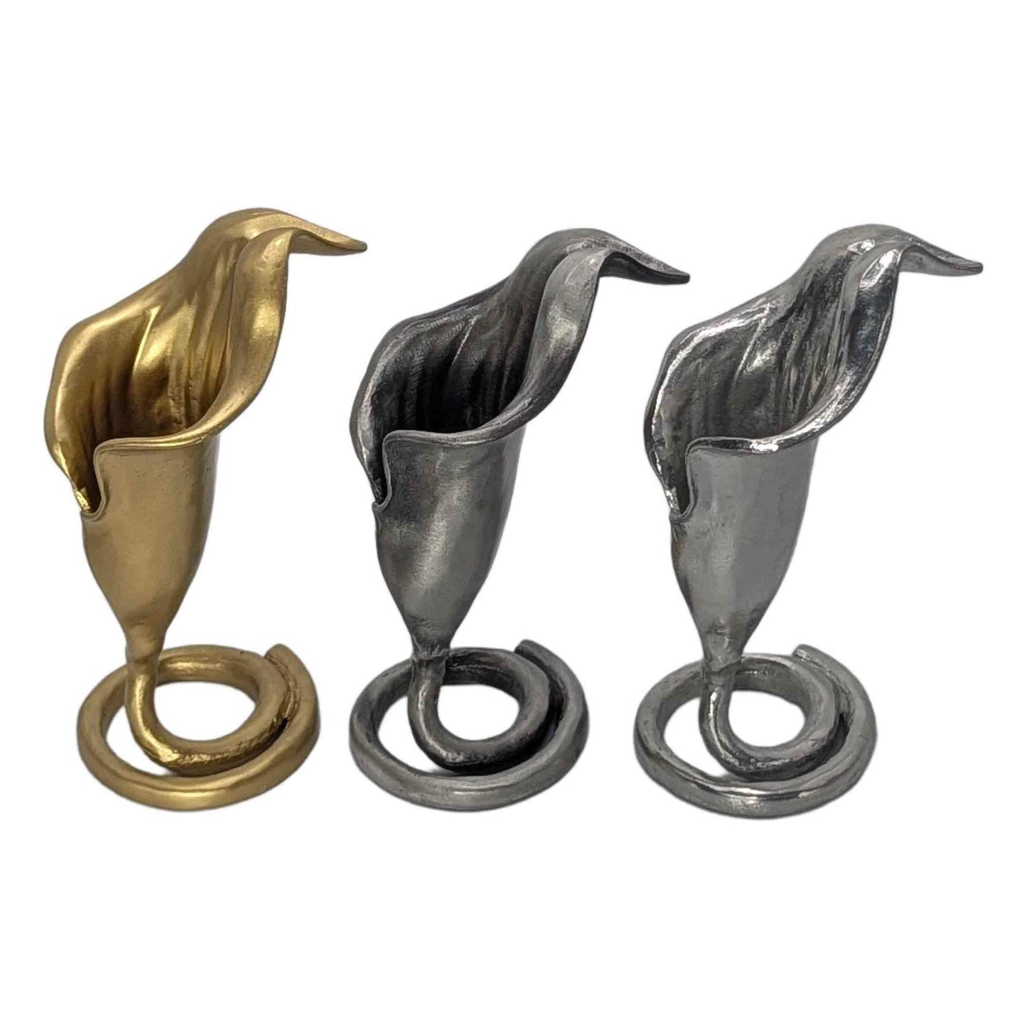 Handcrafted Lead-Free Pewter Calla Lily Taper Candle Holder, Nature-Inspired Elegance for Your Home