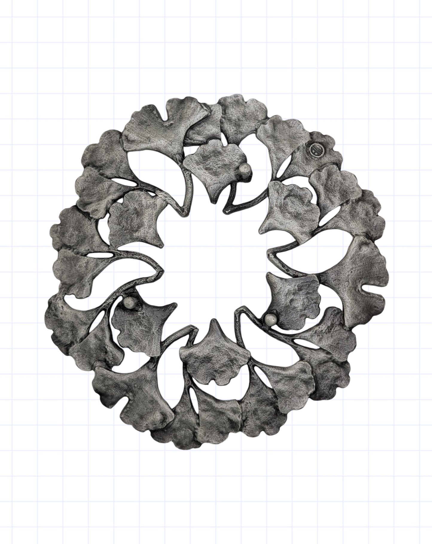 Handmade Ginkgo Pewter Trivet Kitchen Decor Inspired by Nature