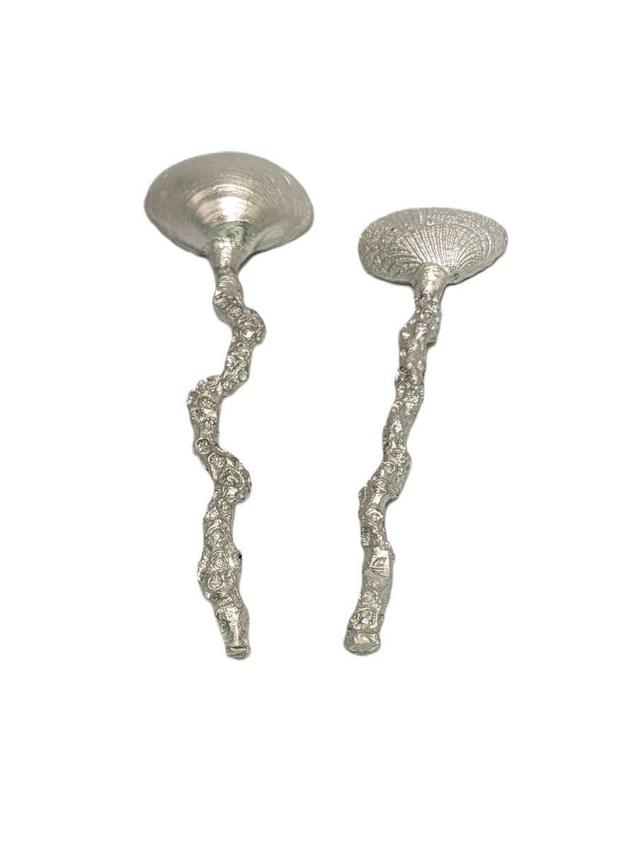Handmade Coral/Seashell Pewter Spoons Set of 3, Nature Inspired Kitchen Decor