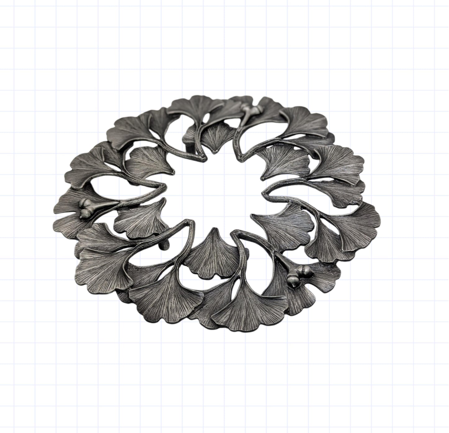 Handmade Ginkgo Pewter Trivet Kitchen Decor Inspired by Nature