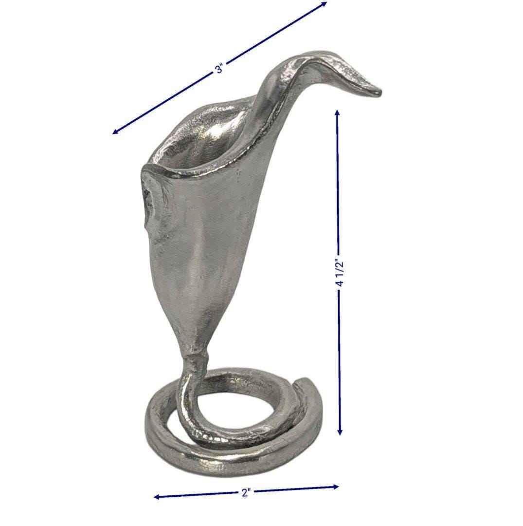 Handcrafted Lead-Free Pewter Calla Lily Taper Candle Holder, Nature-Inspired Elegance for Your Home