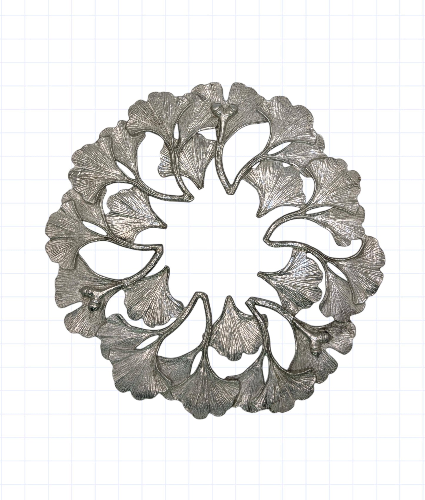 Handmade Ginkgo Pewter Trivet Kitchen Decor Inspired by Nature