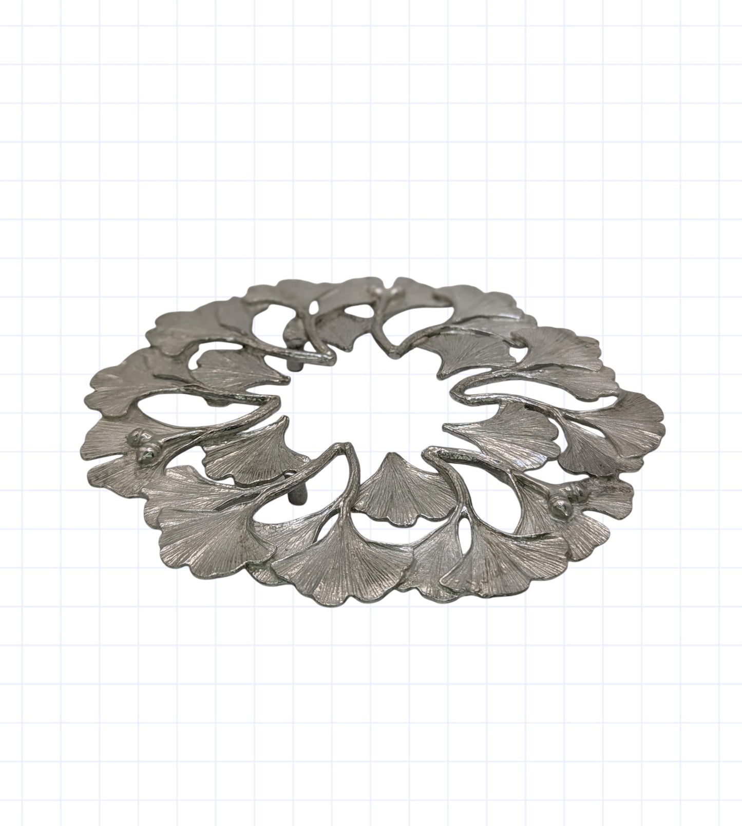 Handmade Ginkgo Pewter Trivet Kitchen Decor Inspired by Nature