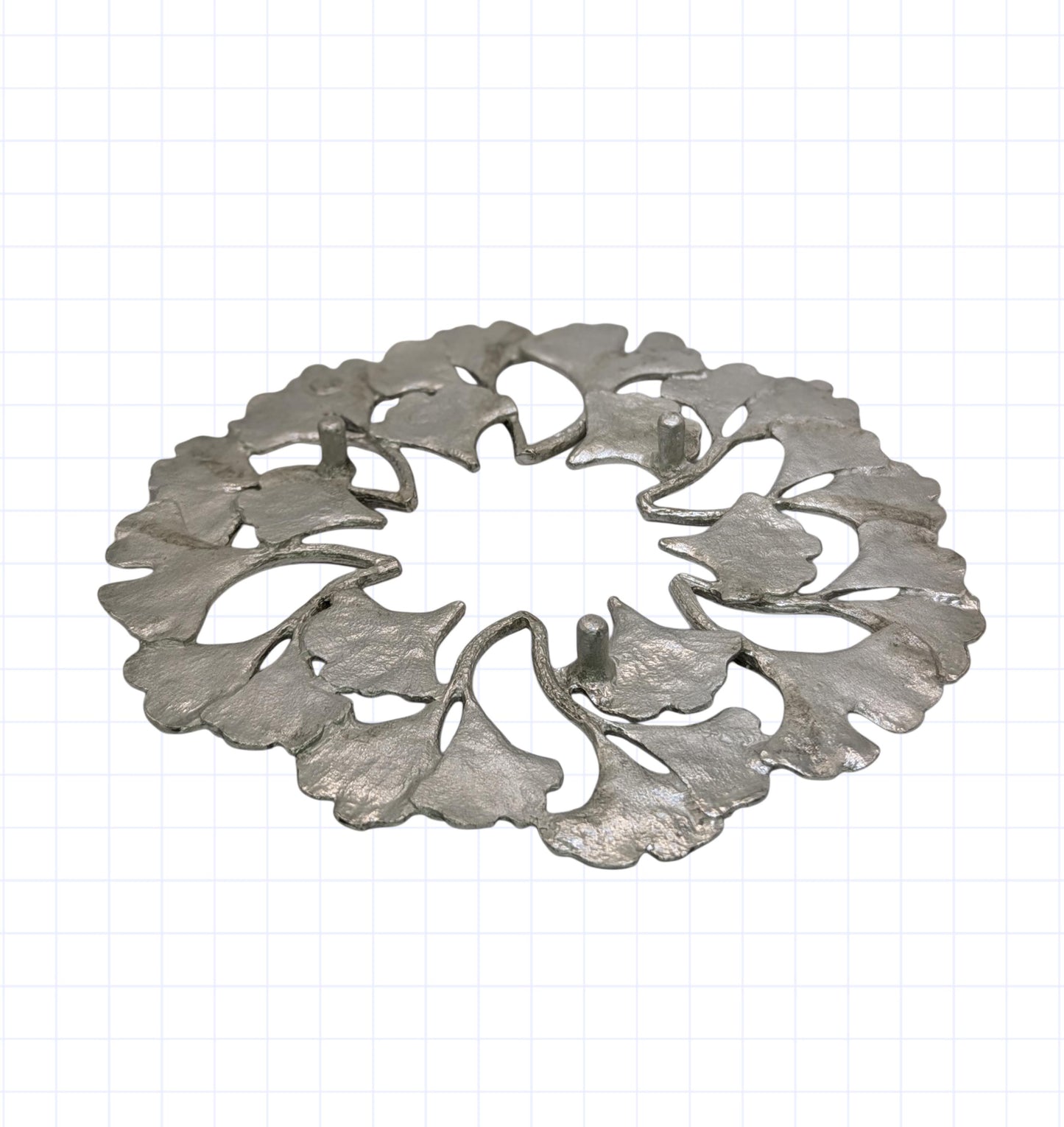 Handmade Ginkgo Pewter Trivet Kitchen Decor Inspired by Nature