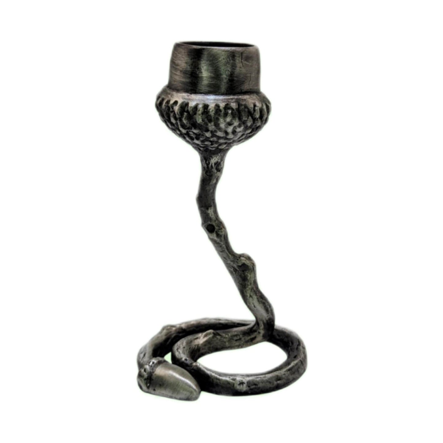 Handmade Pewter Acorn Twig Taper Candle Holder, Fall Decor, Inspired by Nature