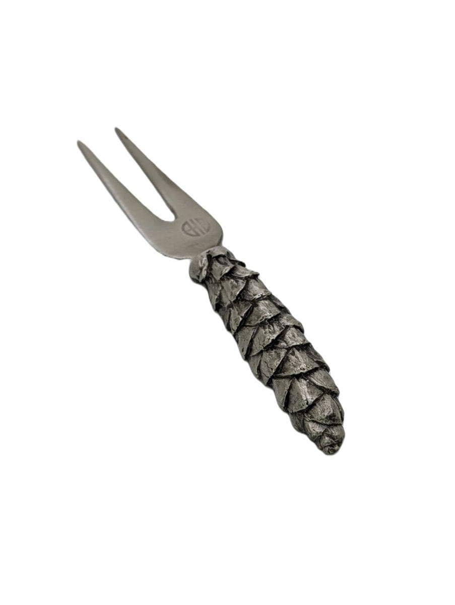 Pinecone Cheese Knife Fork and Spreader Set, Handcrafted Pewter, Nature Inspired Gift