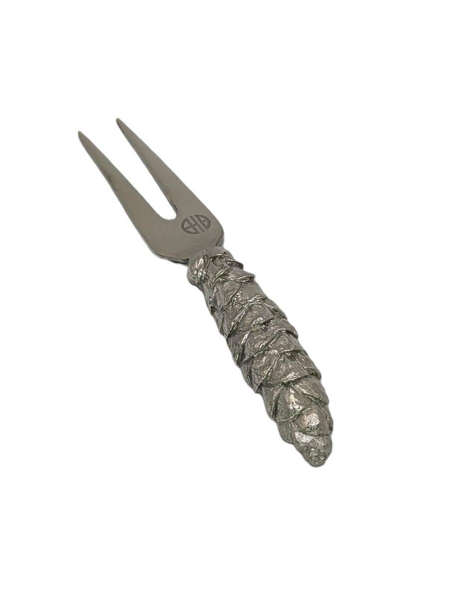 Pinecone Cheese Knife Fork and Spreader Set, Handcrafted Pewter, Nature Inspired Gift