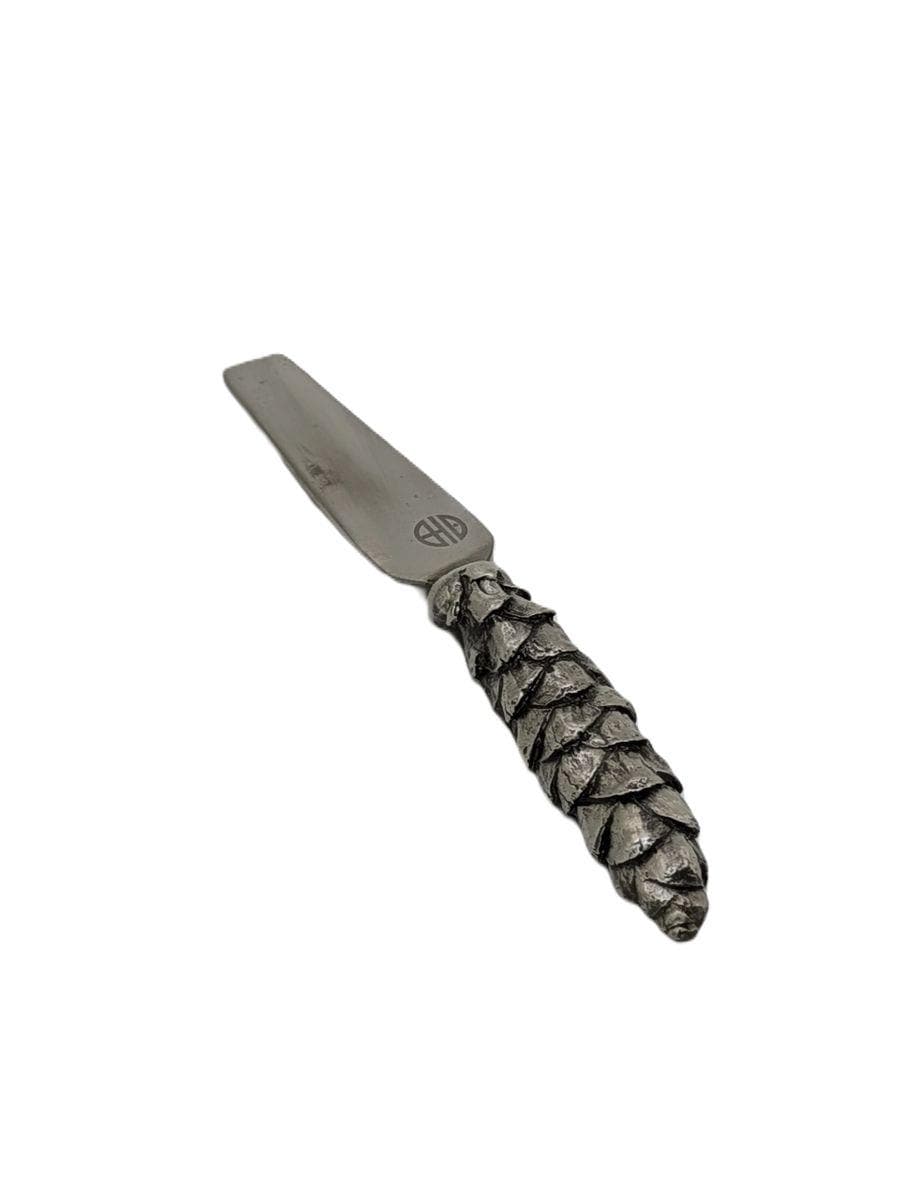 Pinecone Cheese Knife Fork and Spreader Set, Handcrafted Pewter, Nature Inspired Gift
