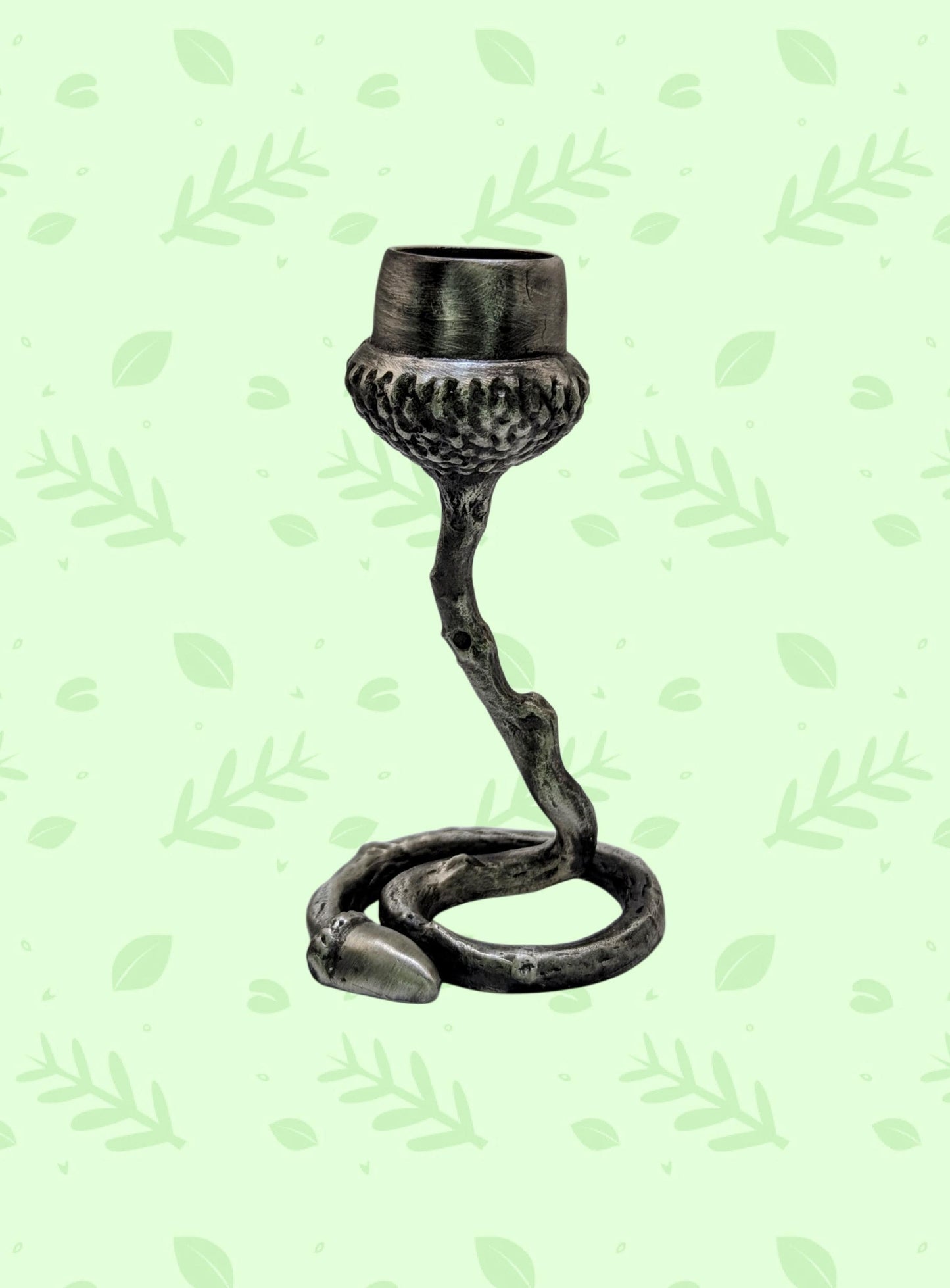 Handmade Pewter Acorn Twig Taper Candle Holder, Fall Decor, Inspired by Nature