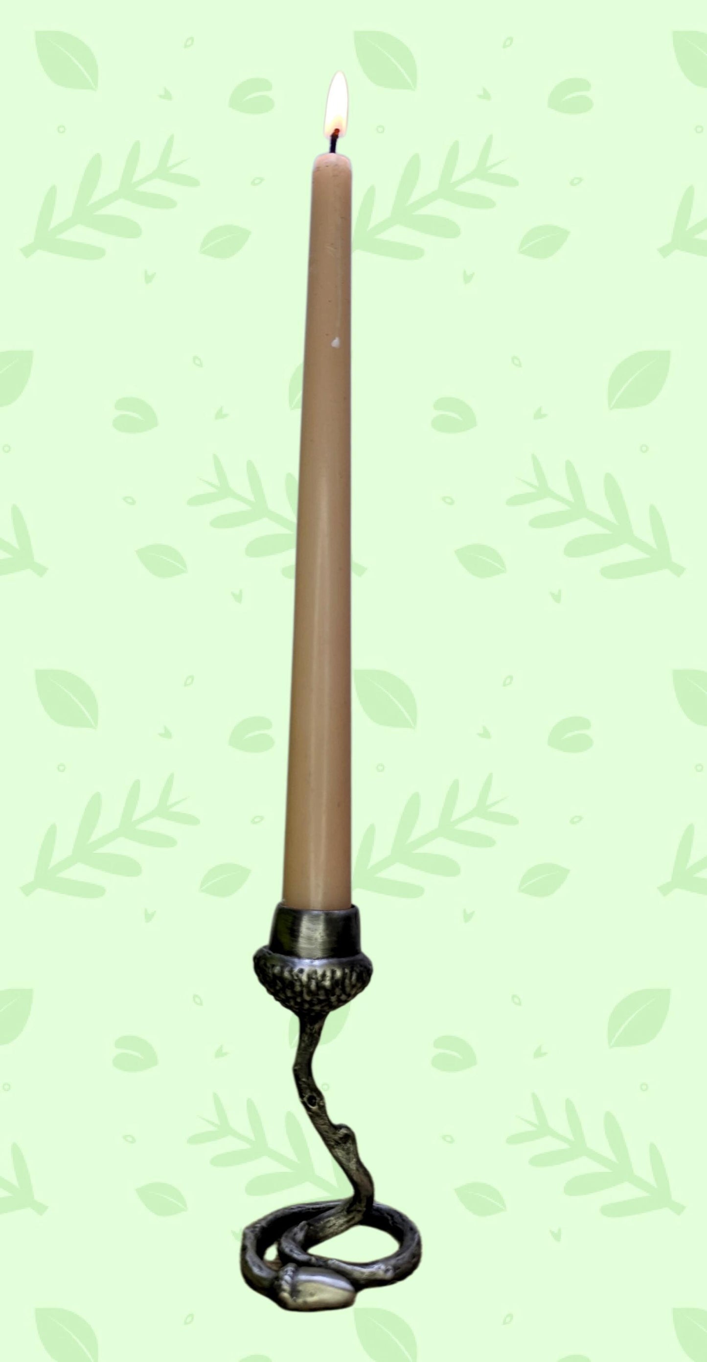 Handmade Pewter Acorn Twig Taper Candle Holder, Fall Decor, Inspired by Nature