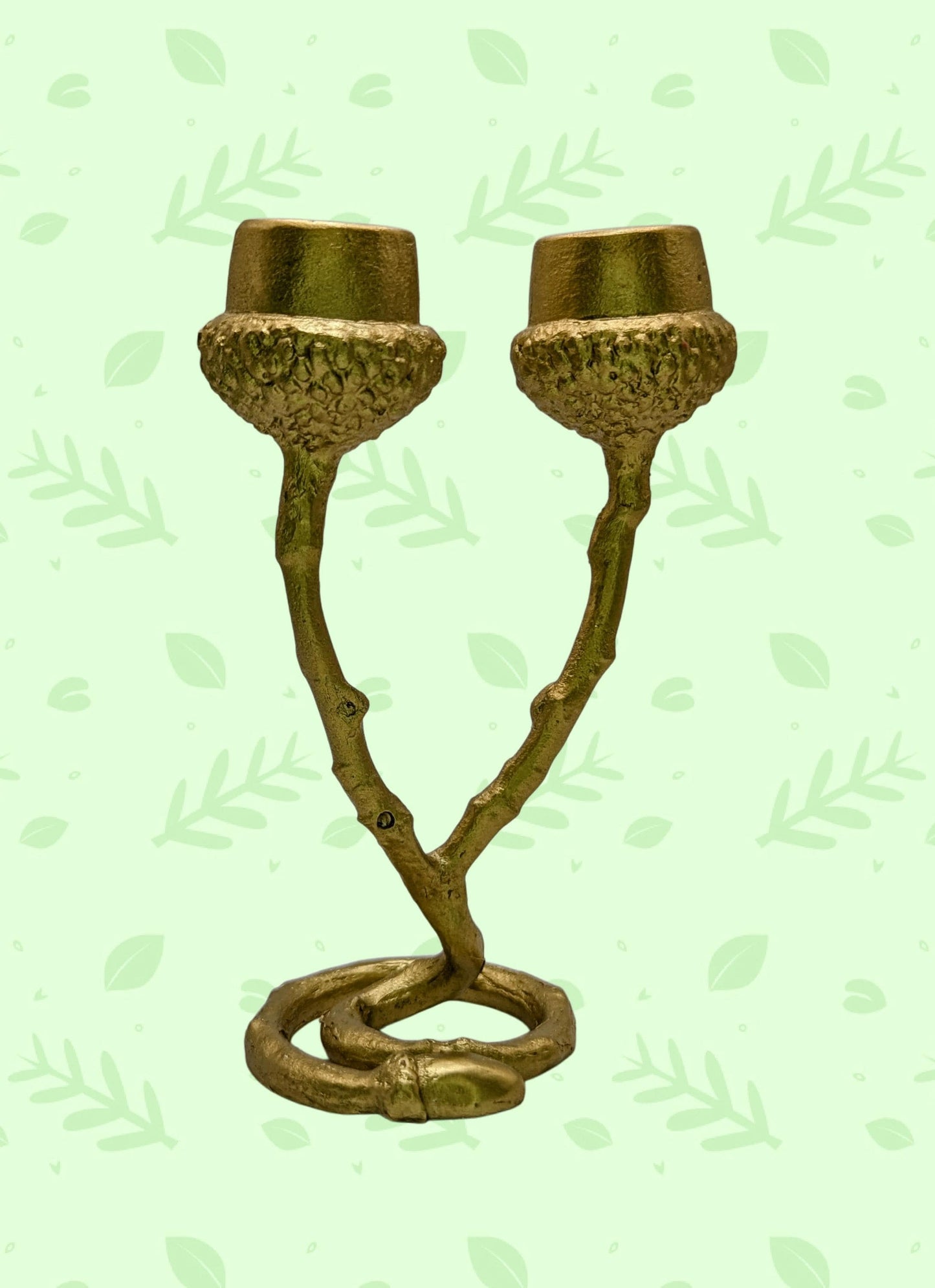 Handmade Pewter Acorn Twig Taper Candle Holder, Fall Decor, Inspired by Nature