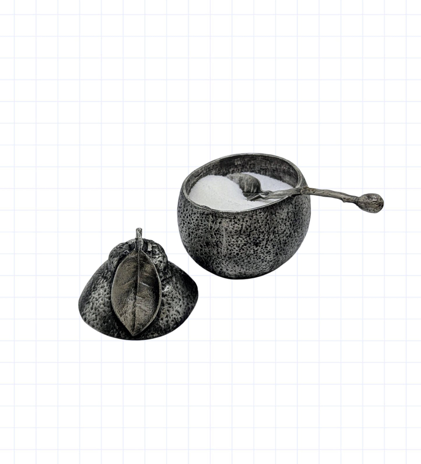 Handmade Tangelo Citrus Small Pewter Sugar Bowl Set, Inspired by Nature, Home Decor, Collectible