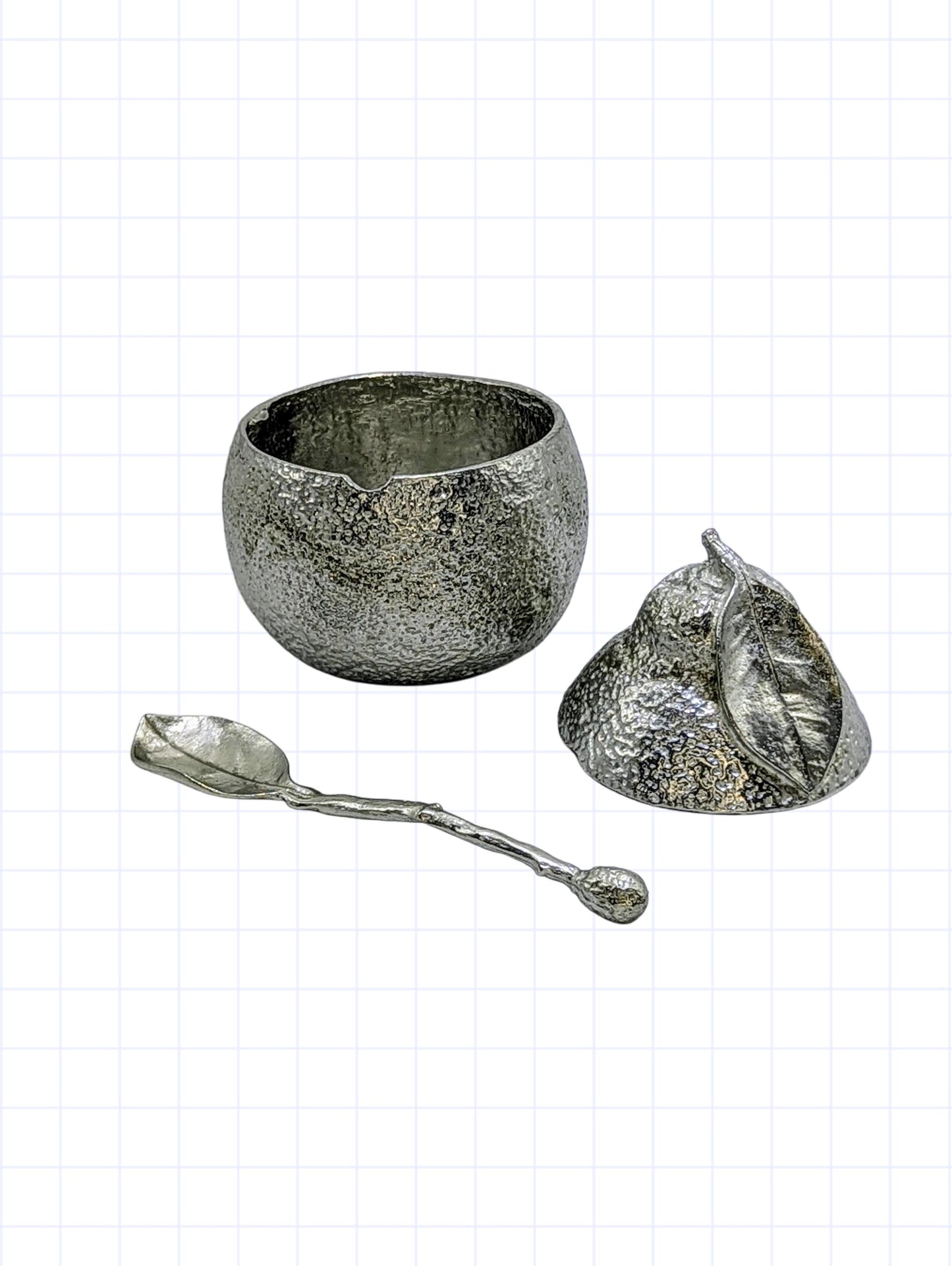 Handmade Tangelo Citrus Small Pewter Sugar Bowl Set, Inspired by Nature, Home Decor, Collectible