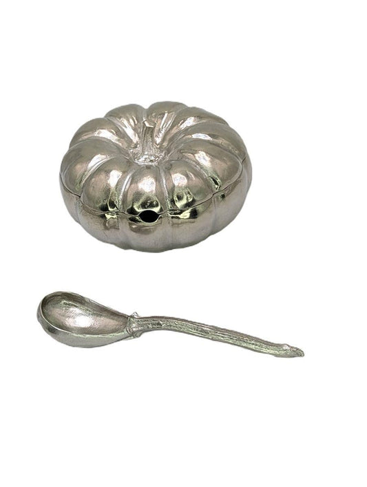 Pumpkin Pewter Small Sugar Spice Bowl Set Home Decor Inspired by Nature