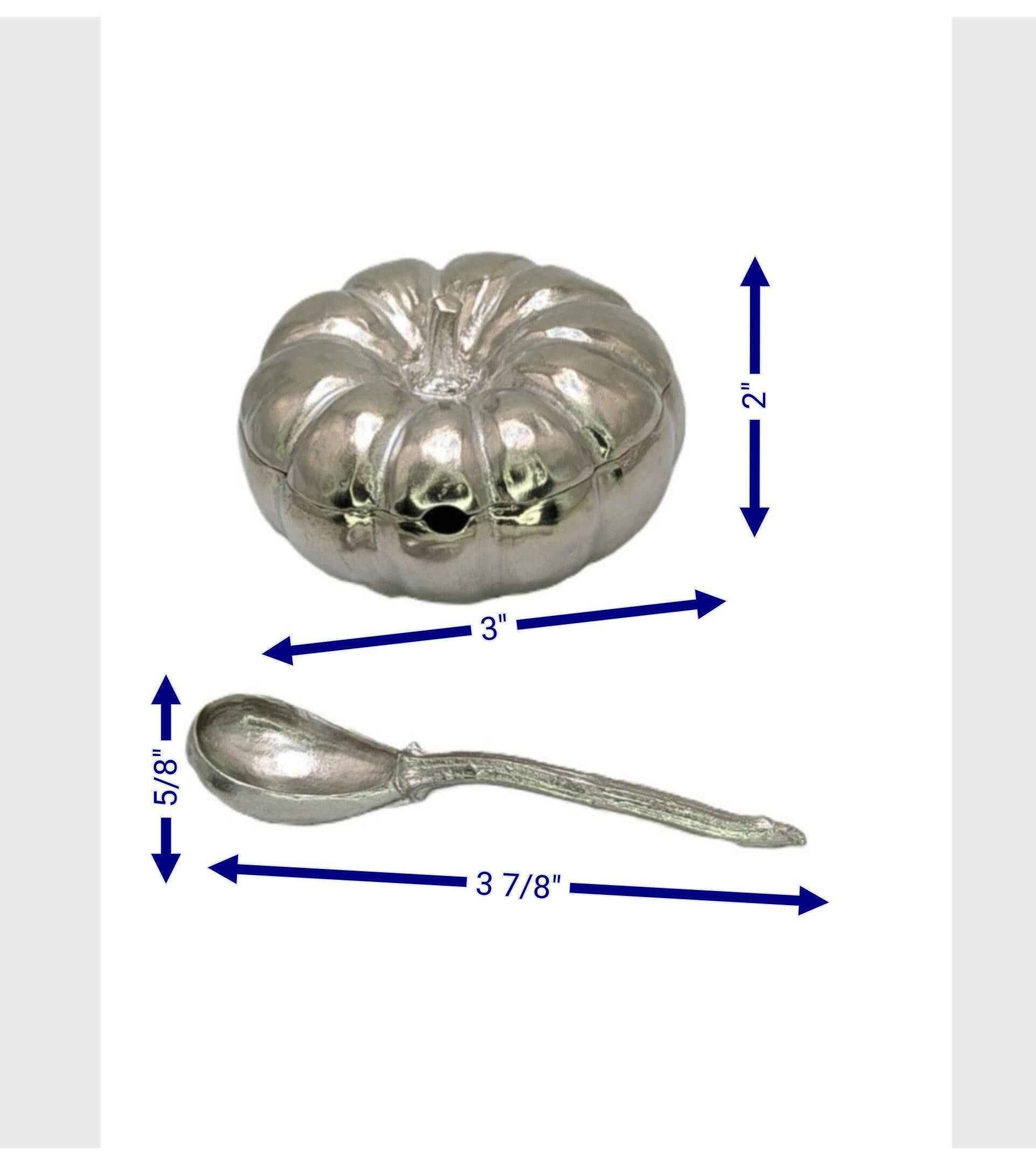 Handmade Pumpkin Pewter Small Sugar Spice Bowl Set, Home Decor Inspired by Nature