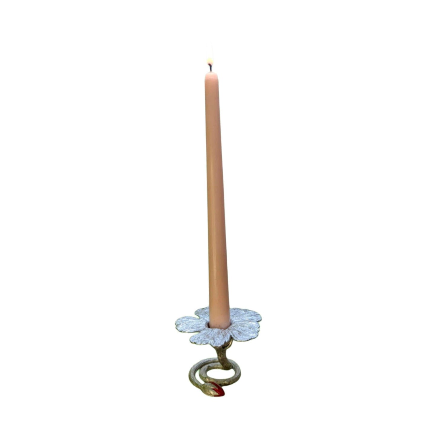 Handcrafted Pewter Hibiscus Candle Holder, Nature Inspired Decor.