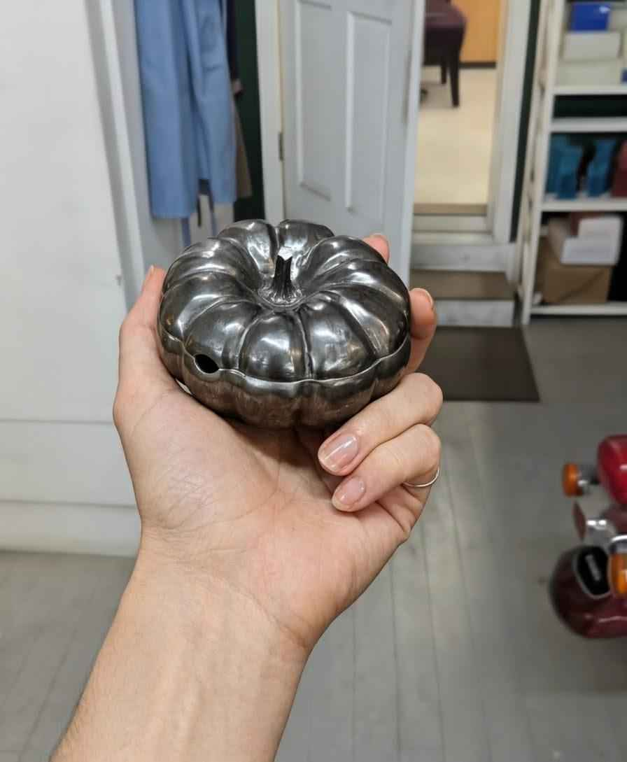 Handmade Pumpkin Pewter Small Sugar Spice Bowl Set, Home Decor Inspired by Nature