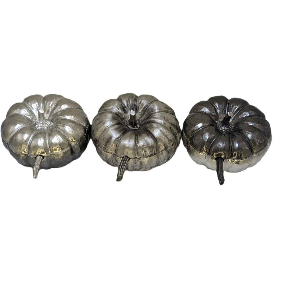 Handmade Pumpkin Pewter Small Sugar Spice Bowl Set, Home Decor Inspired by Nature