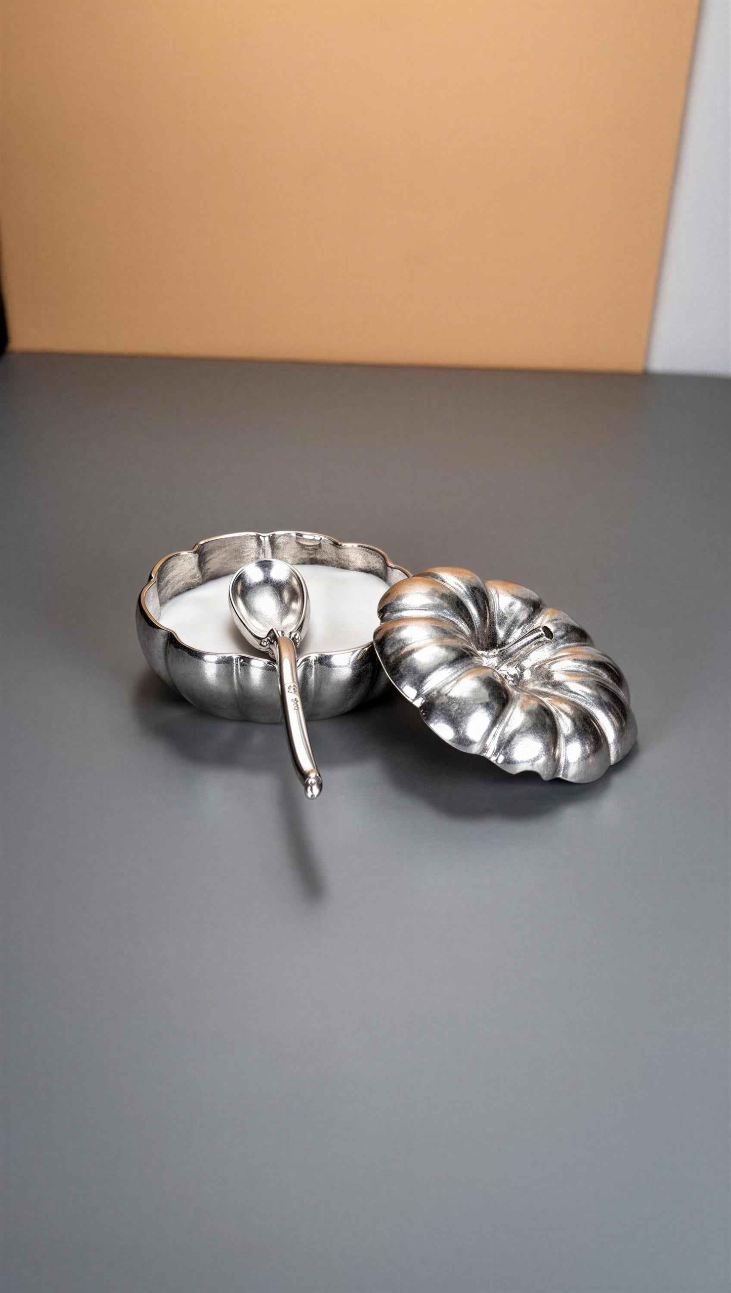 Handmade Pumpkin Pewter Small Sugar Spice Bowl Set, Home Decor Inspired by Nature