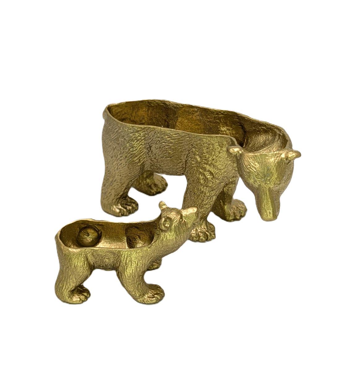 Hand Cast Mother Bear and Cub Polar Bears, Pewter Jewelry Box Set, Wild Nature Decor, Collectible