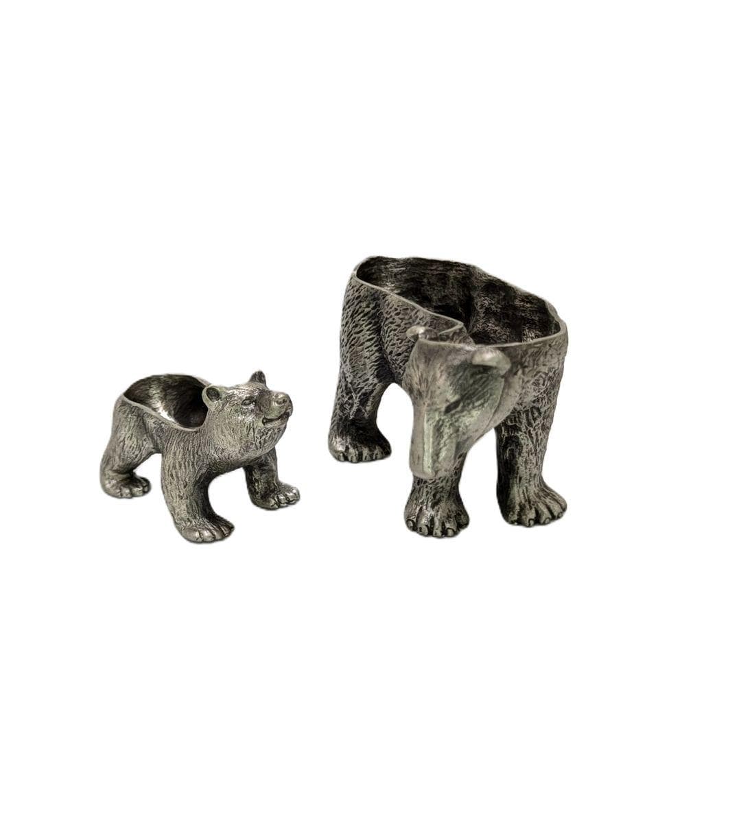 Hand Cast Mother Bear and Cub Polar Bears, Pewter Jewelry Box Set, Wild Nature Decor, Collectible