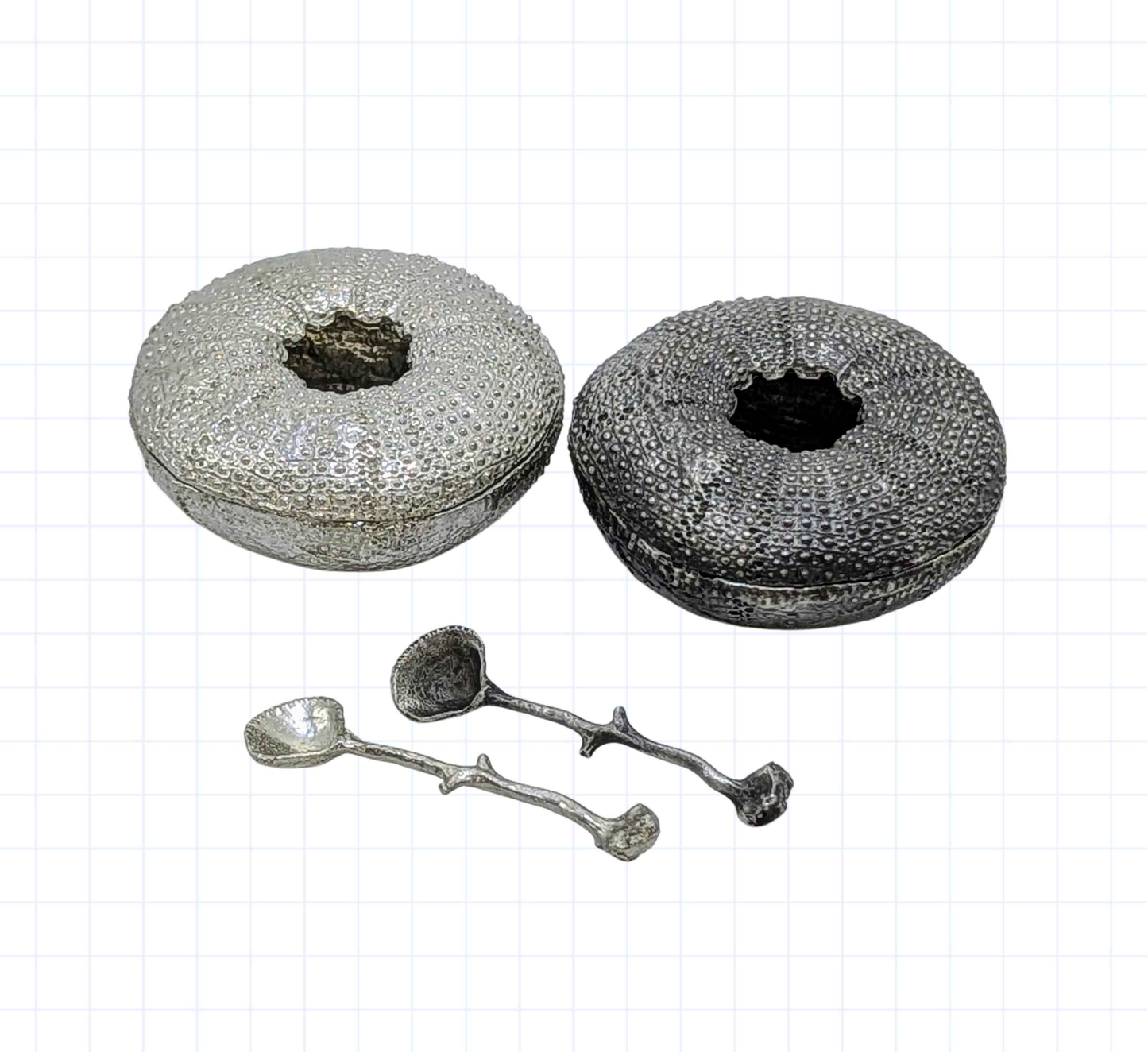 Sea Urchin Minimalist Pewter Salt cellar, Handmade Table Decor, Inspired by Nature