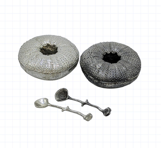 Sea Urchin Minimalist Pewter Salt cellar, Handmade Table Decor, Inspired by Nature
