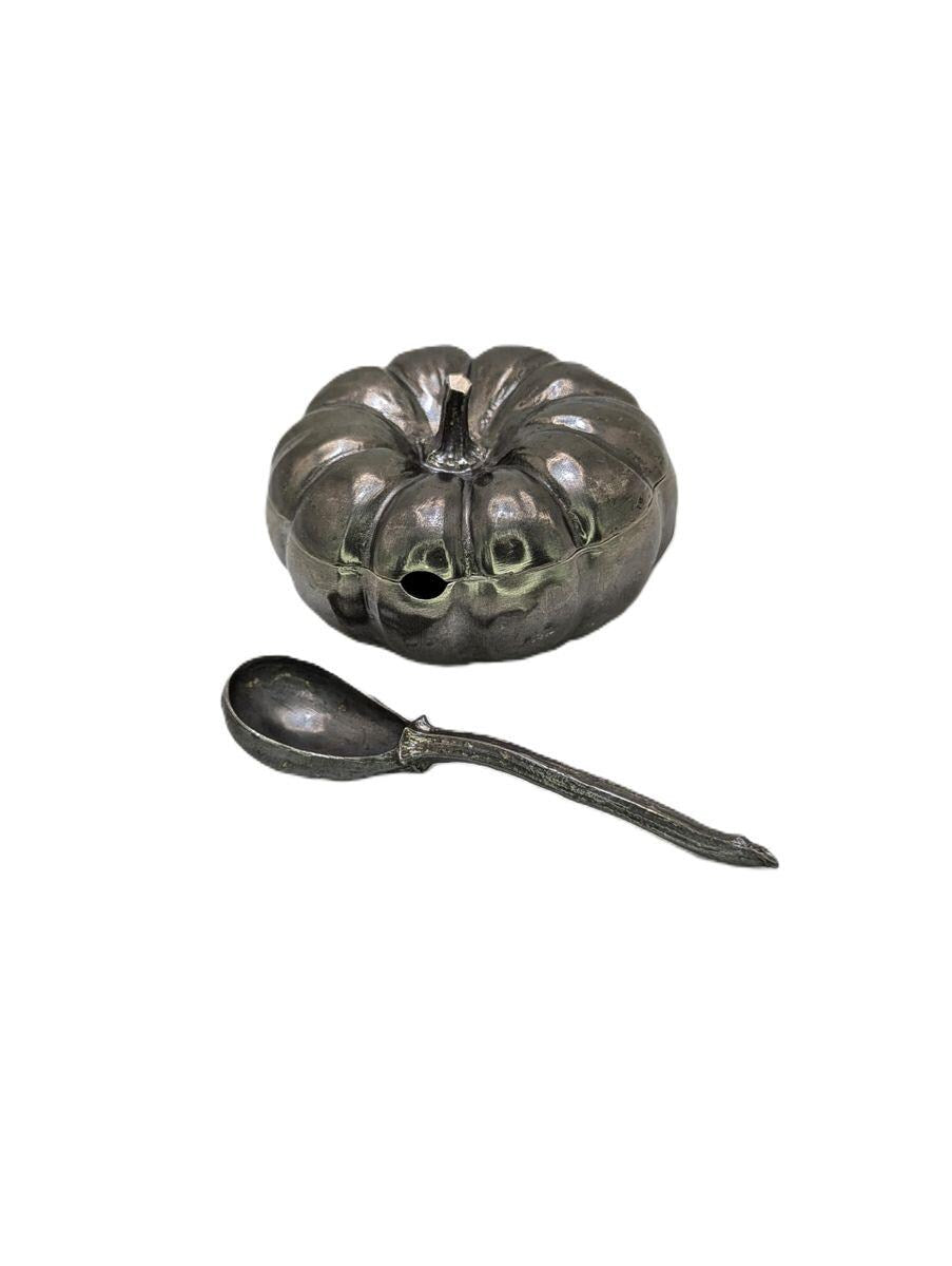 Handmade Pumpkin Pewter Small Sugar Spice Bowl Set, Home Decor Inspired by Nature