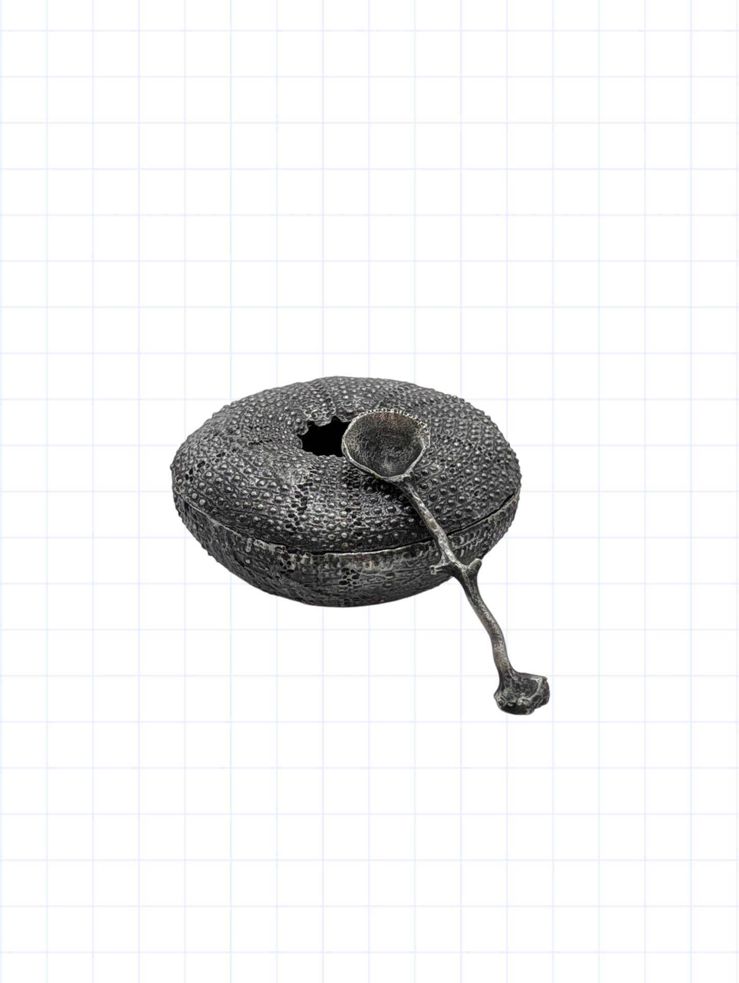 Sea Urchin Minimalist Pewter Salt cellar, Handmade Table Decor, Inspired by Nature