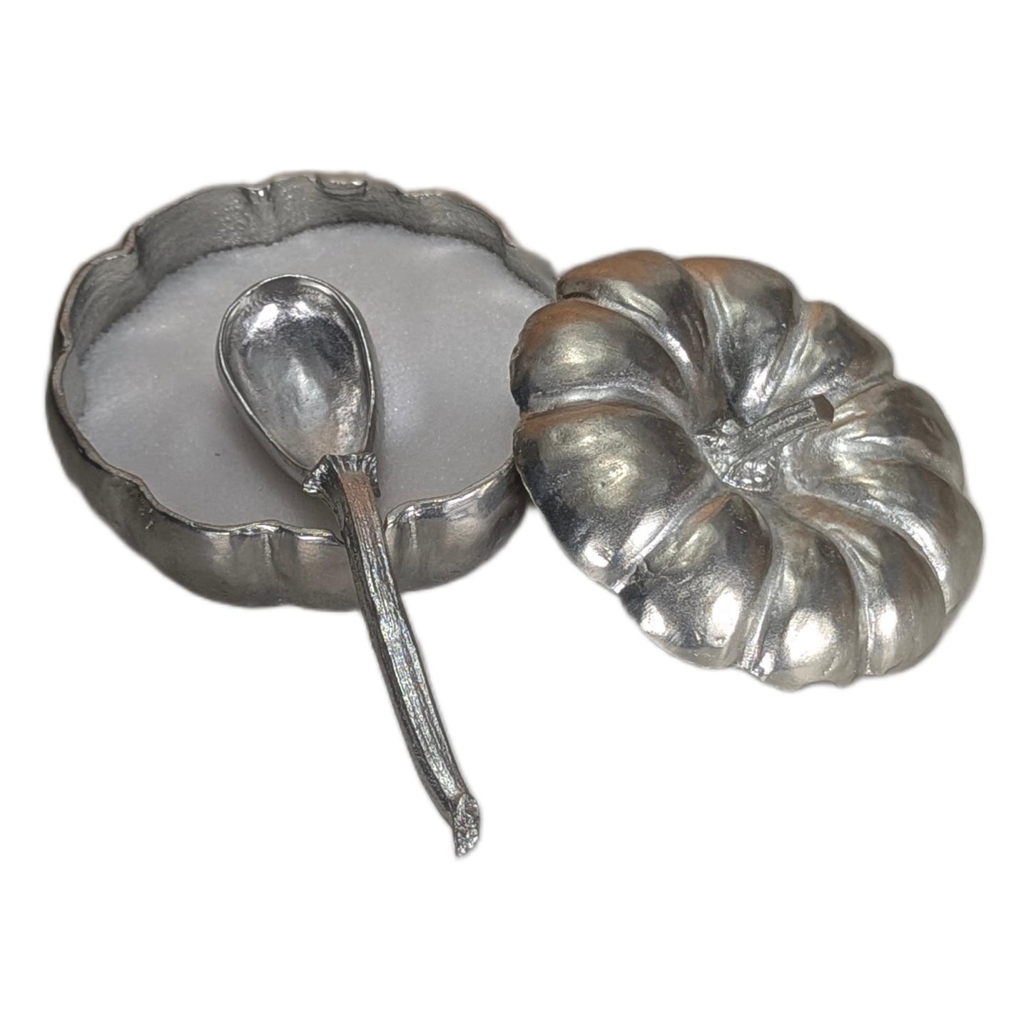 Handmade Pumpkin Pewter Small Sugar Spice Bowl Set, Home Decor Inspired by Nature