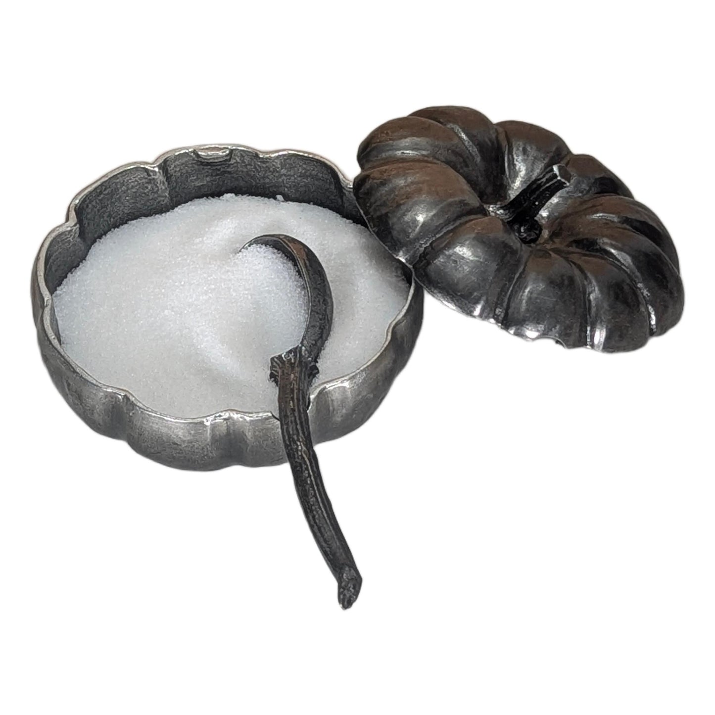 Handmade Pumpkin Pewter Small Sugar Spice Bowl Set, Home Decor Inspired by Nature