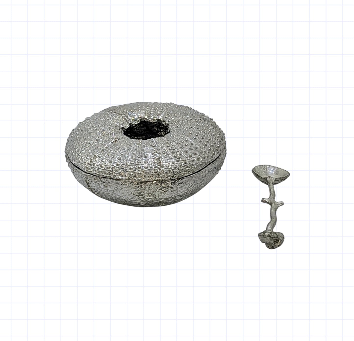 Sea Urchin Minimalist Pewter Salt cellar, Handmade Table Decor, Inspired by Nature
