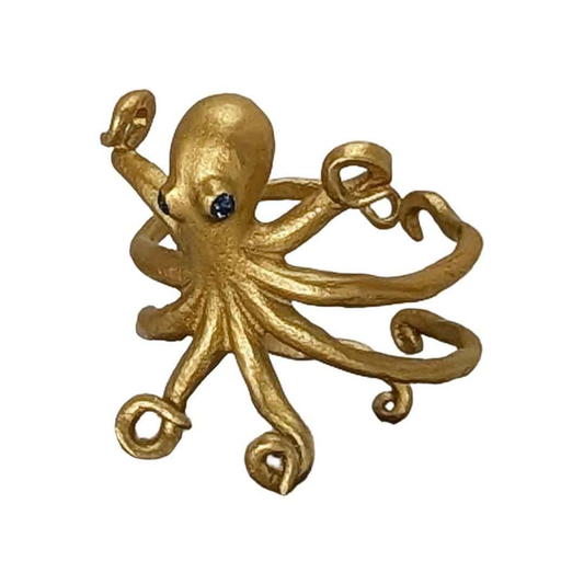 Handmade Octopus Pewter Adjustable Napkin Holders, Set of 4, Coastal Table Decor