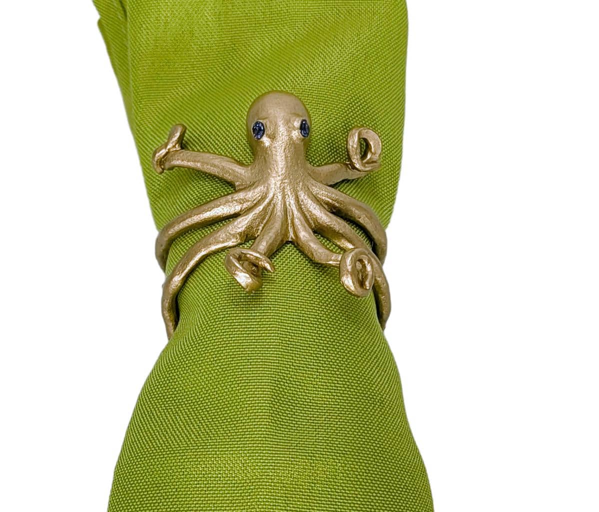 Handmade Octopus Pewter Adjustable Napkin Holders, Set of 4, Coastal Table Decor