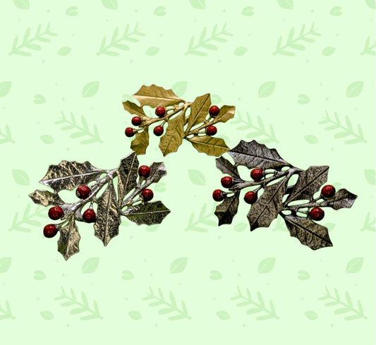 Holly Pewter Adjustable Napkin Ring Set of 4, Inspired by Nature, Table Decor