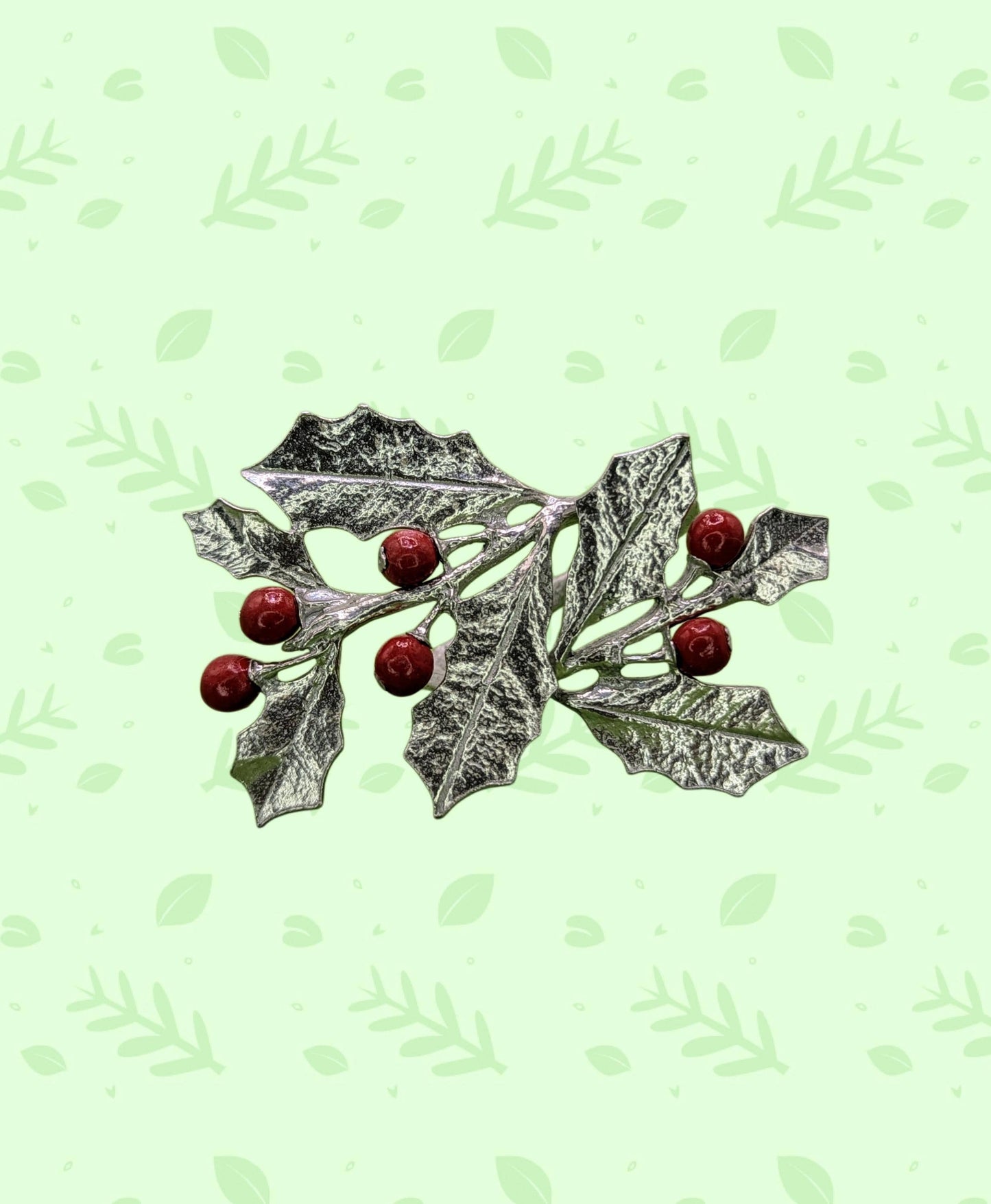 Holly Pewter Adjustable Napkin Ring Set of 4, Inspired by Nature, Table Decor