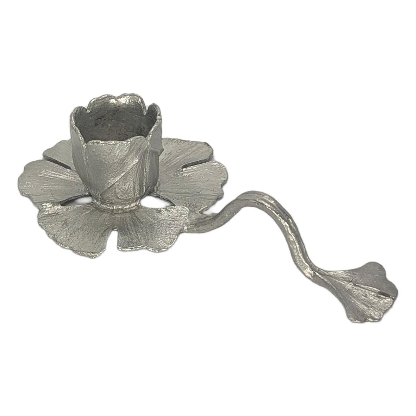 Handmade Ginkgo Stylish Minimalist Pewter Taper Candle Holder, Inspired by Nature, Decor