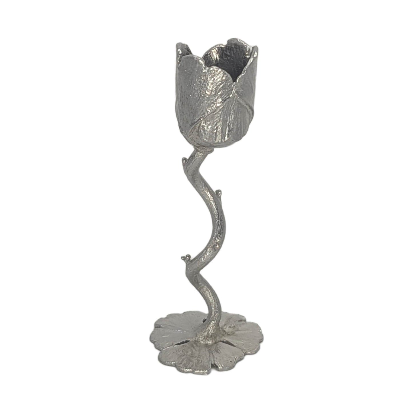Handmade Ginkgo Stylish Minimalist Pewter Taper Candle Holder, Inspired by Nature, Decor