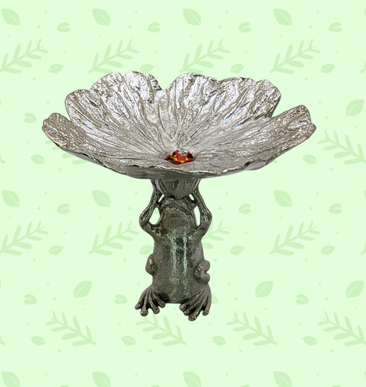 Handmade Frog Hibiscus Snack Dish, Nature Inspired Decor