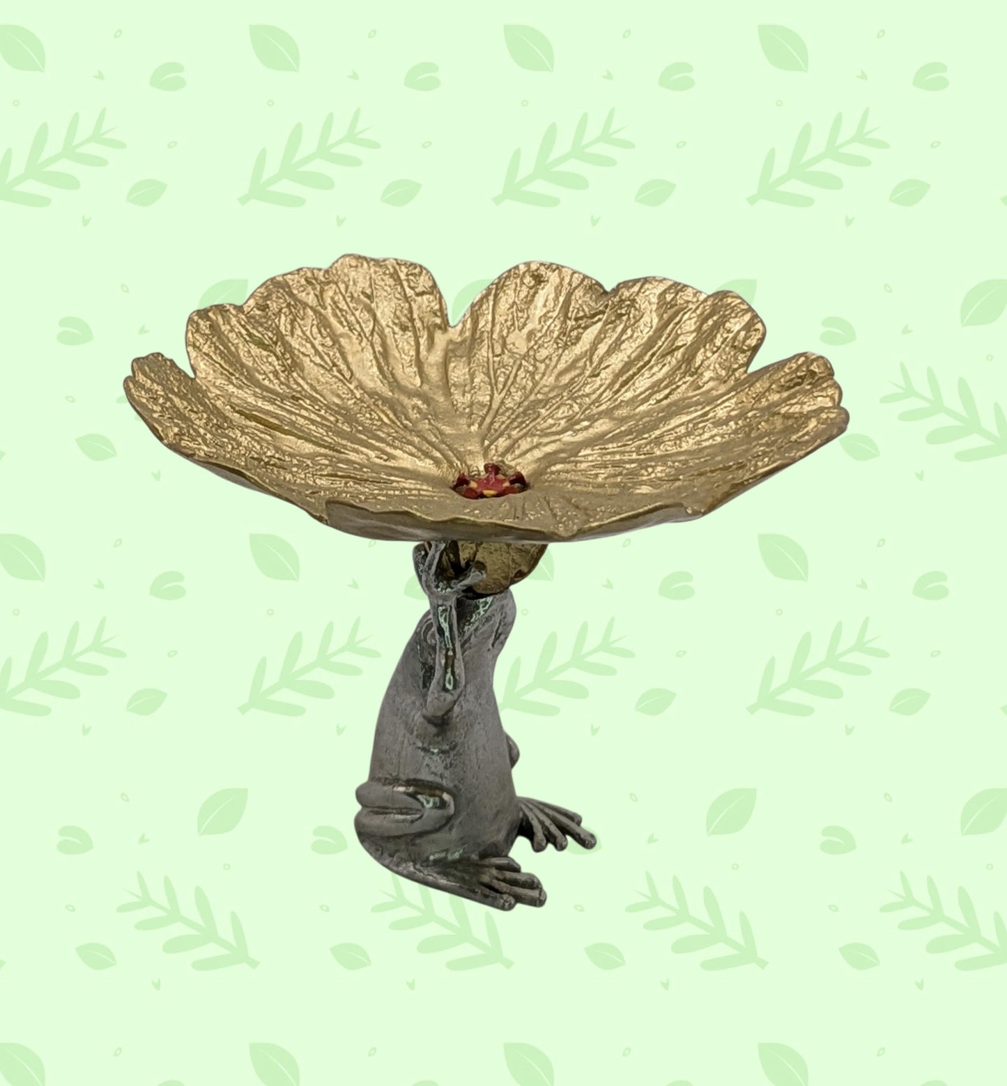 Handmade Frog Hibiscus Snack Dish, Nature Inspired Decor