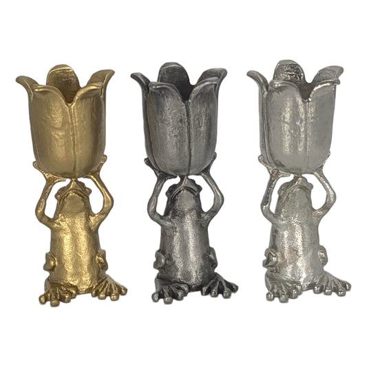 Coqui Frog Minimalist Candle Holder, Handcrafted Pewter, Nature Inspired Housewarming Gift