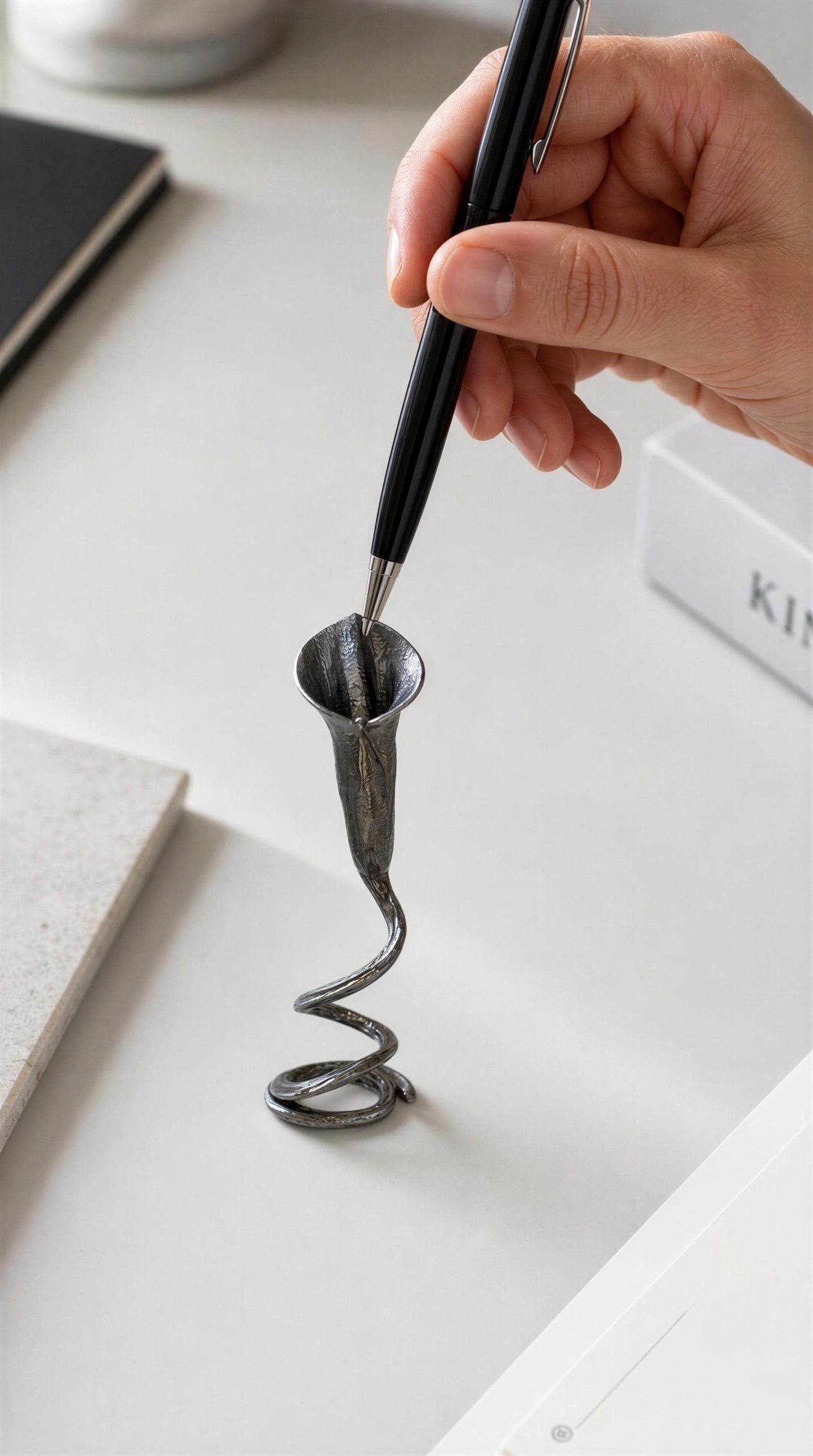 Handmade Calla Lily Pewter Pen Holder, Home & Office Decor, Inspired by Nature
