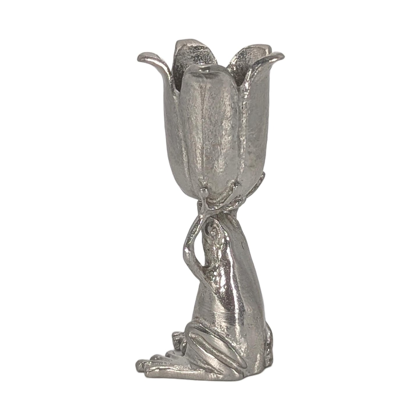 Coqui Frog Minimalist Candle Holder, Handcrafted Pewter, Nature Inspired Housewarming Gift
