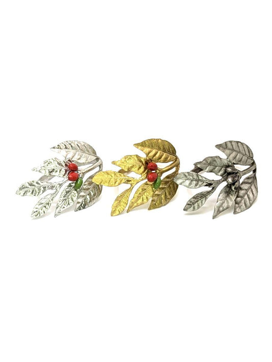 Handmade Coffee Pewter Napkin Ring, Set of 4, Inspired by Nature, Table Decor